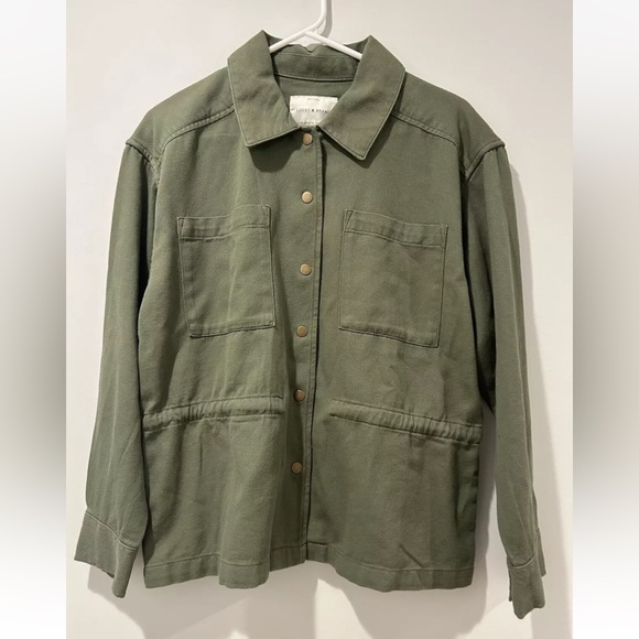 NWT Lucky Brand Cotton Olive Green Cinched Utility Jacket Women’s Size M - Picture 3 of 16
